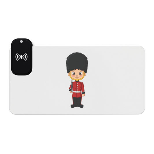 British Queen’s Guard (Child Style) - LED Gaming Mouse Pad with Wireless Charging, Cartoon Guard Design, Gaming Accessories, Office Decor, Gift for Gamers, Tech Gadgets