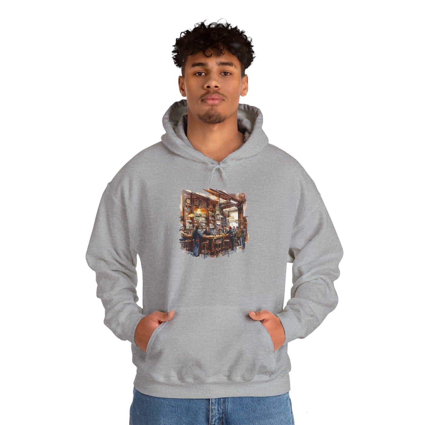 Unisex Heavy Blend™ Hooded Sweatshirt - Vintage British Pub - A Taste of the Past