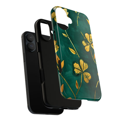 Floral Phone Case with Gold Accents, Tough Phone Cover, Stylish Phone Protector, Unique Gift for Her, Nature Lover Accessory