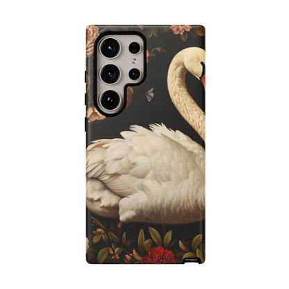 Elegant Swan Phone Case, Floral iPhone Cover, Tough Phone Case, Gift for Her, Nature Lover, Mother's Day, Birthday