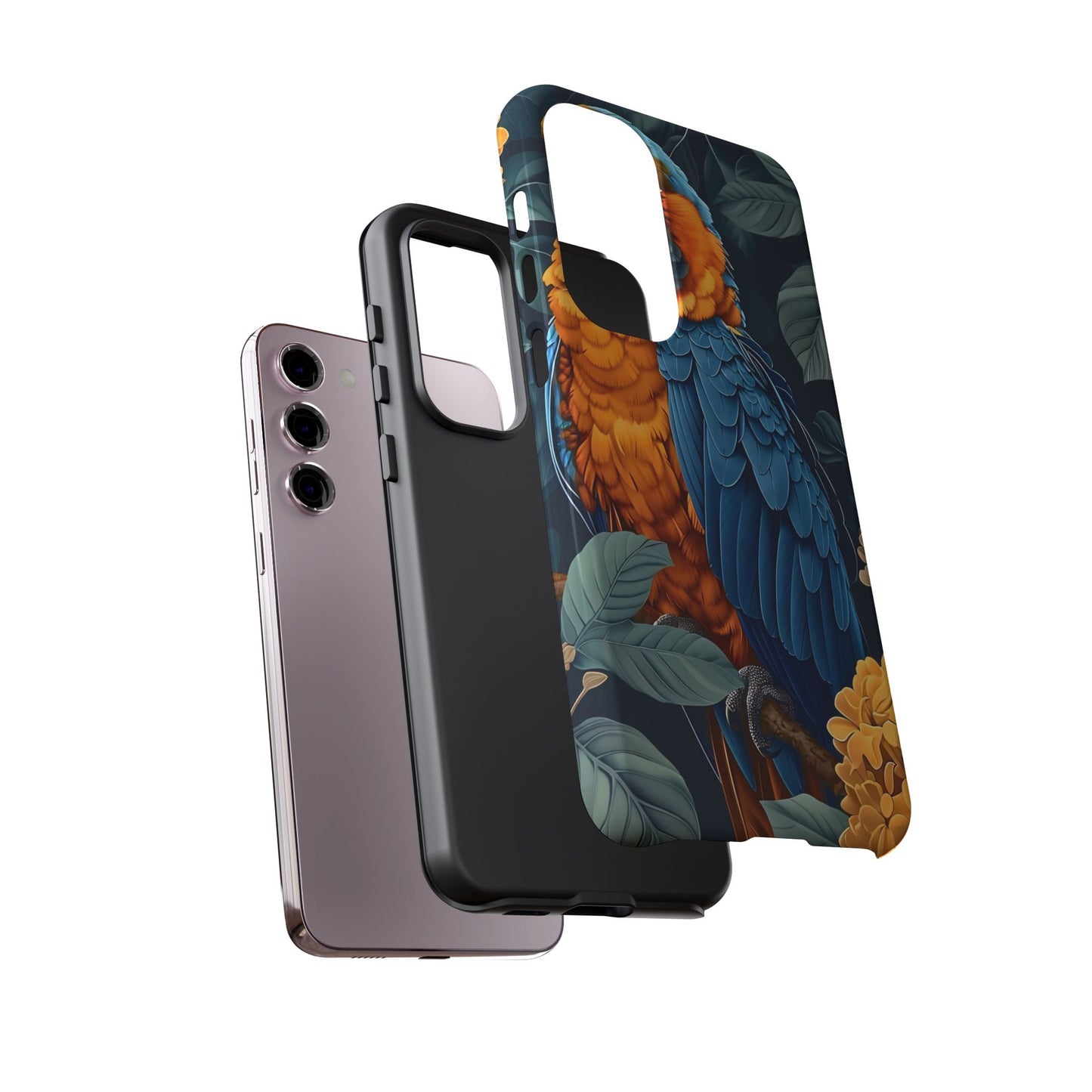 Tropical Parrot Phone Case - Tough Cases, Colorful Phone Cover, Nature Lover Gift, Floral Design, Bird Lover Accessory