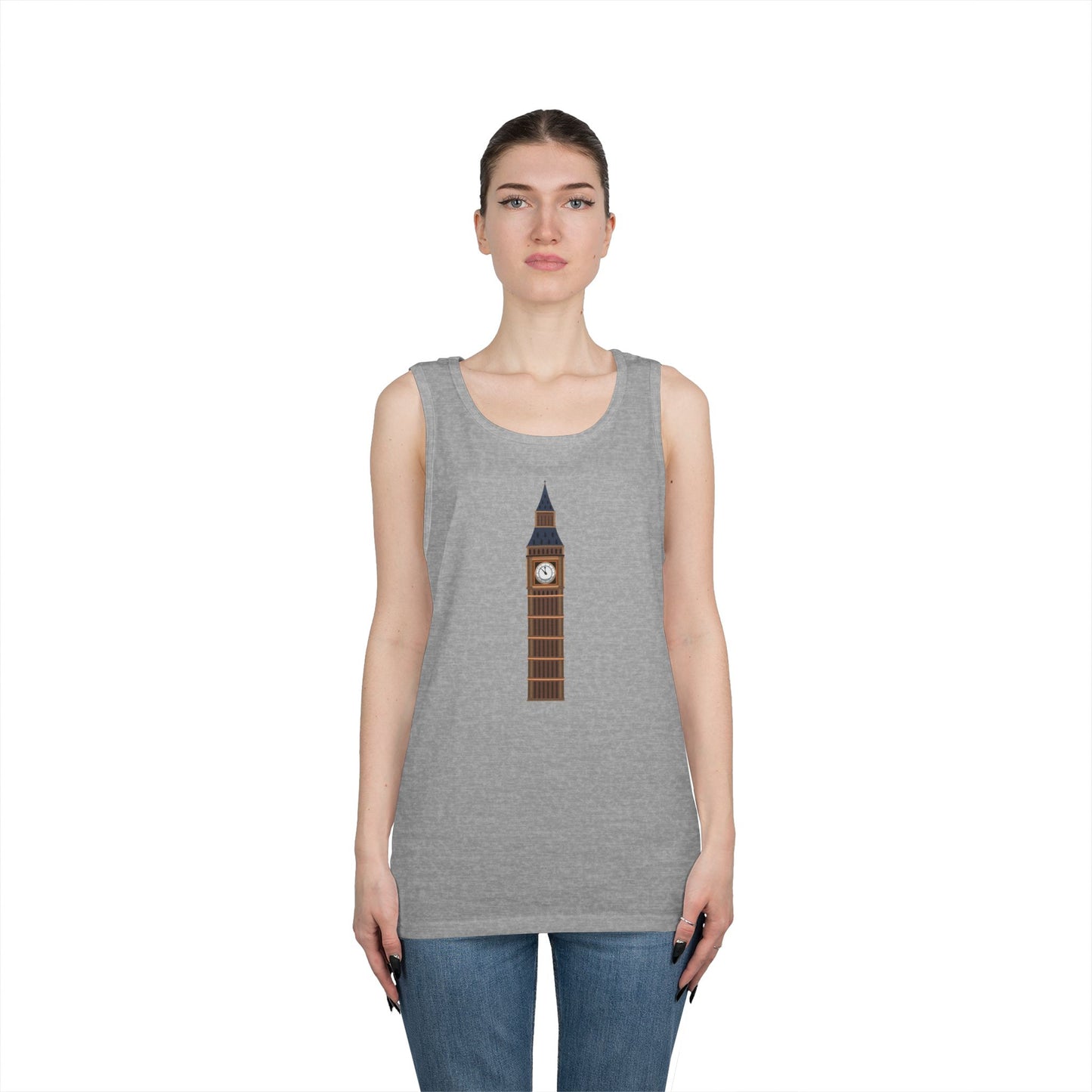 Unisex Heavy Cotton Tank Top - Historic Big Ben England Tower Artwork