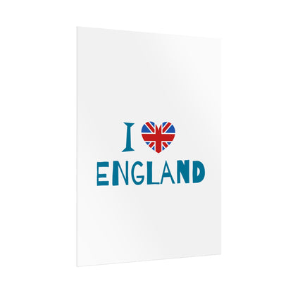 I Love England Rolled Poster - UK Travel Decor, Gift for Britains, Wall Art for Home, London Souvenir, Love England