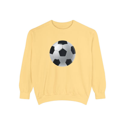 Unisex Garment-Dyed Sweatshirt Cozy - Energetic Football Sports Passion