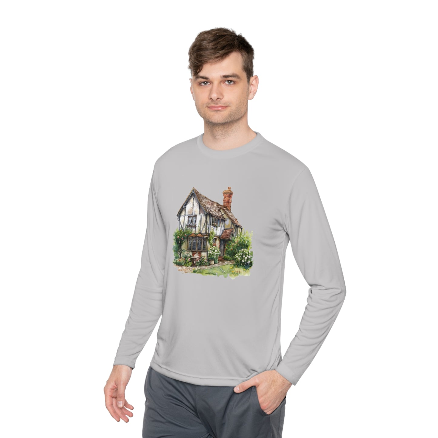 Unisex Lightweight Long Sleeve Tee - British Historic House - Classic Architectural Elegance