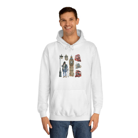 Unisex College Hoodie - Retro Aviation - Colorful Airplane Design