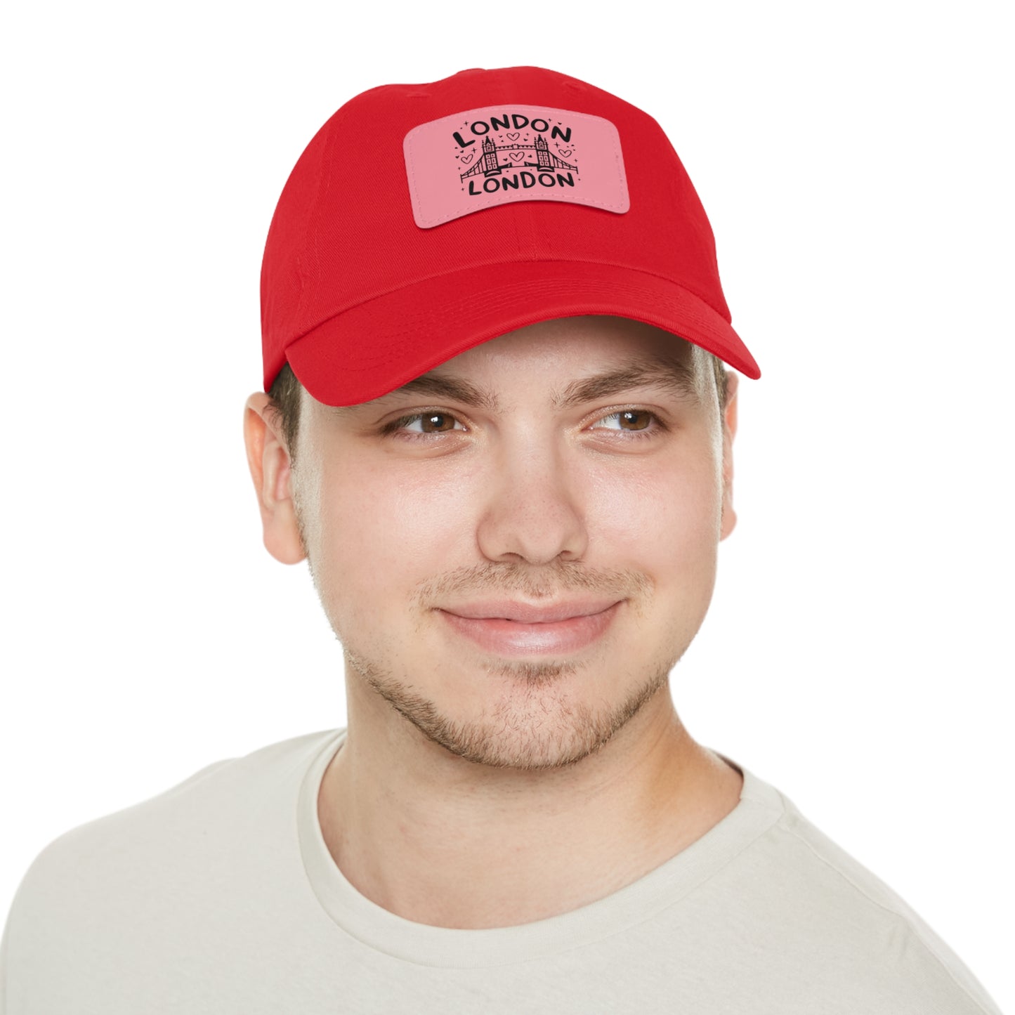 Stylish Dad Hat with Leather London Patch, Casual Cap, Gift for Dads, Travel Accessory, Unisex Hat, Outdoor Wear