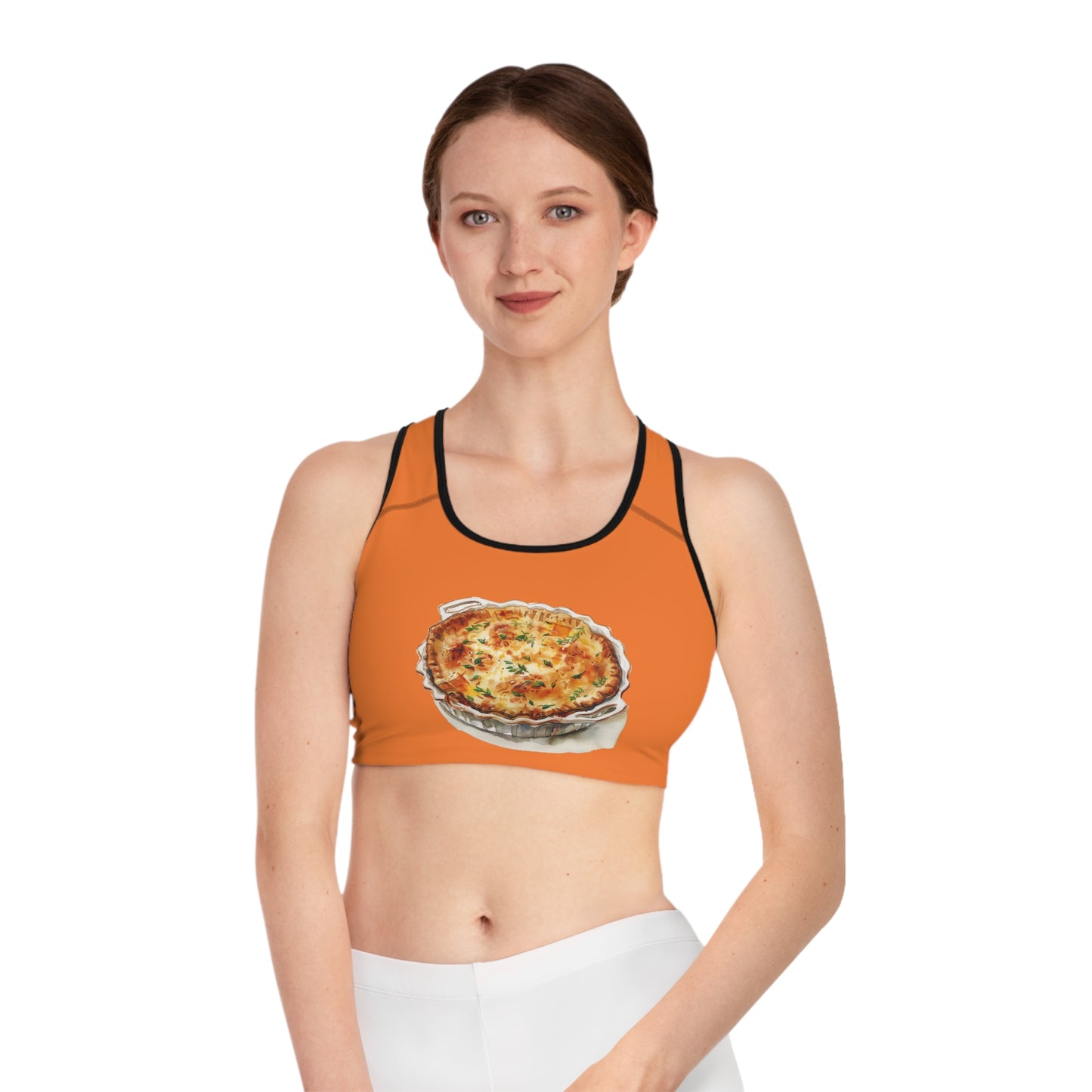Sports Bra - Fun Activewear for Food Lovers - Cute Quiche - Dine Like a Monarch - Classic Royal Dishes of Britain