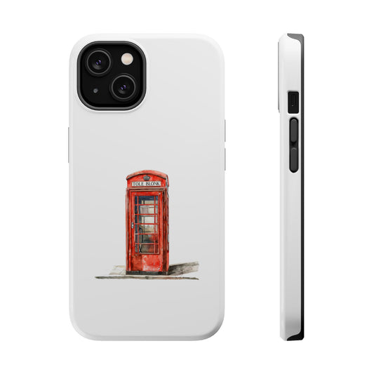 Red Telephone Booth Phone Case, Magnetic Tough Cases for Protection, Unique Gift for Phone Lovers, British Theme, Travel Accessory
