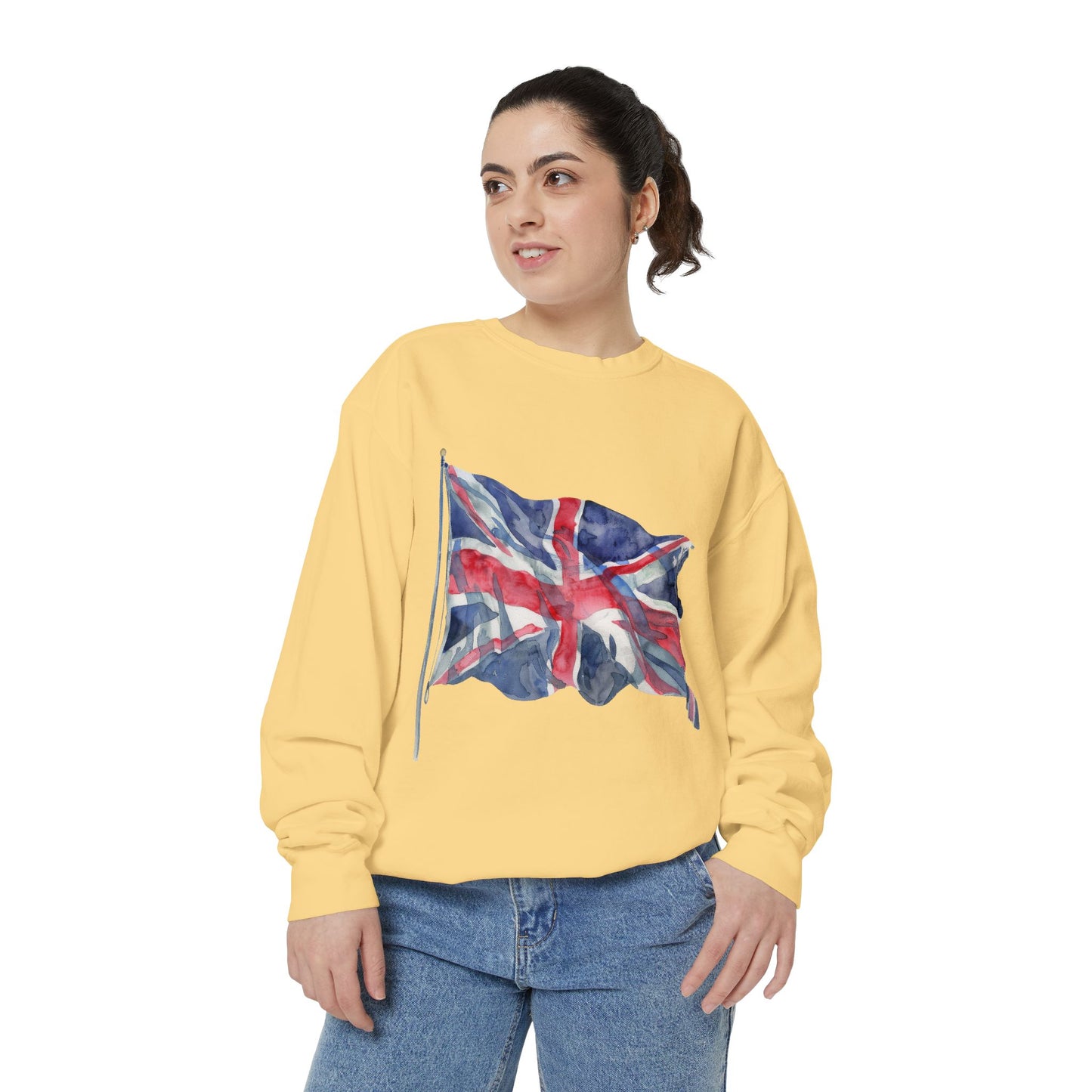 Unisex Garment-Dyed Sweatshirt - Classic UK Flag Design - Union Jack Symbol