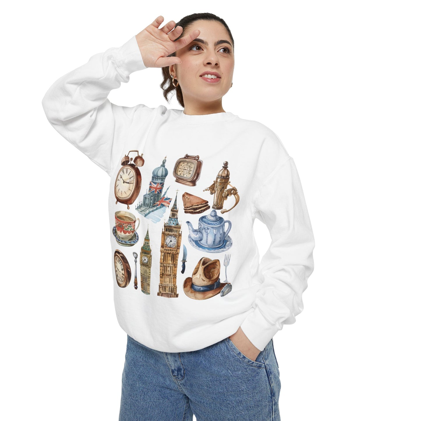 Unisex Garment-Dyed Sweatshirt - Classic England - A Collection of Iconic Imagery