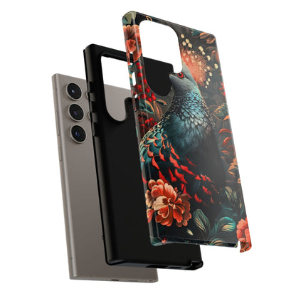 Floral Peacock Phone Case, Tough Cases, Artistic Phone Cover, Unique Gift, Nature Lover Accessory, Protective Case