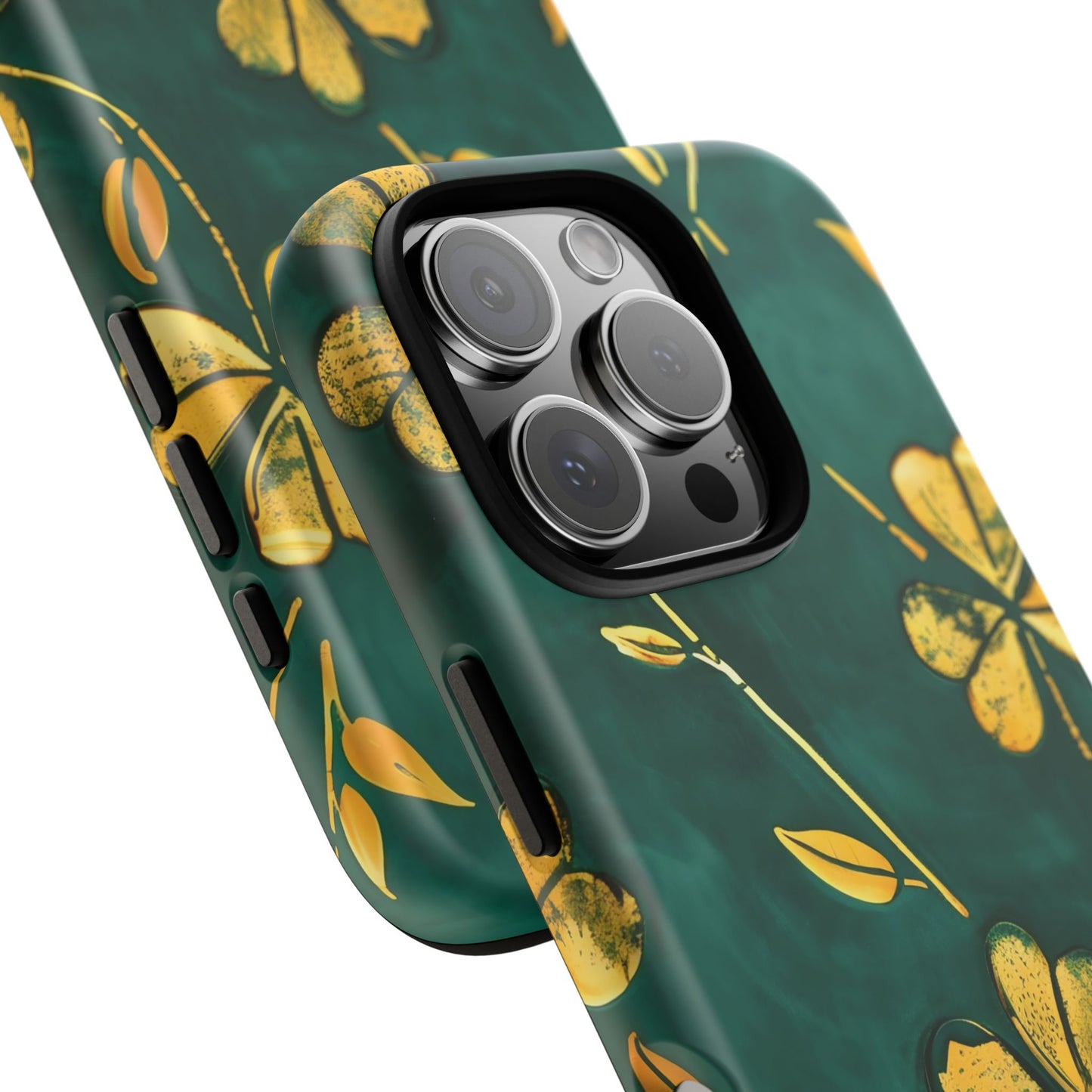 Floral Phone Case with Gold Accents, Tough Phone Cover, Stylish Phone Protector, Unique Gift for Her, Nature Lover Accessory