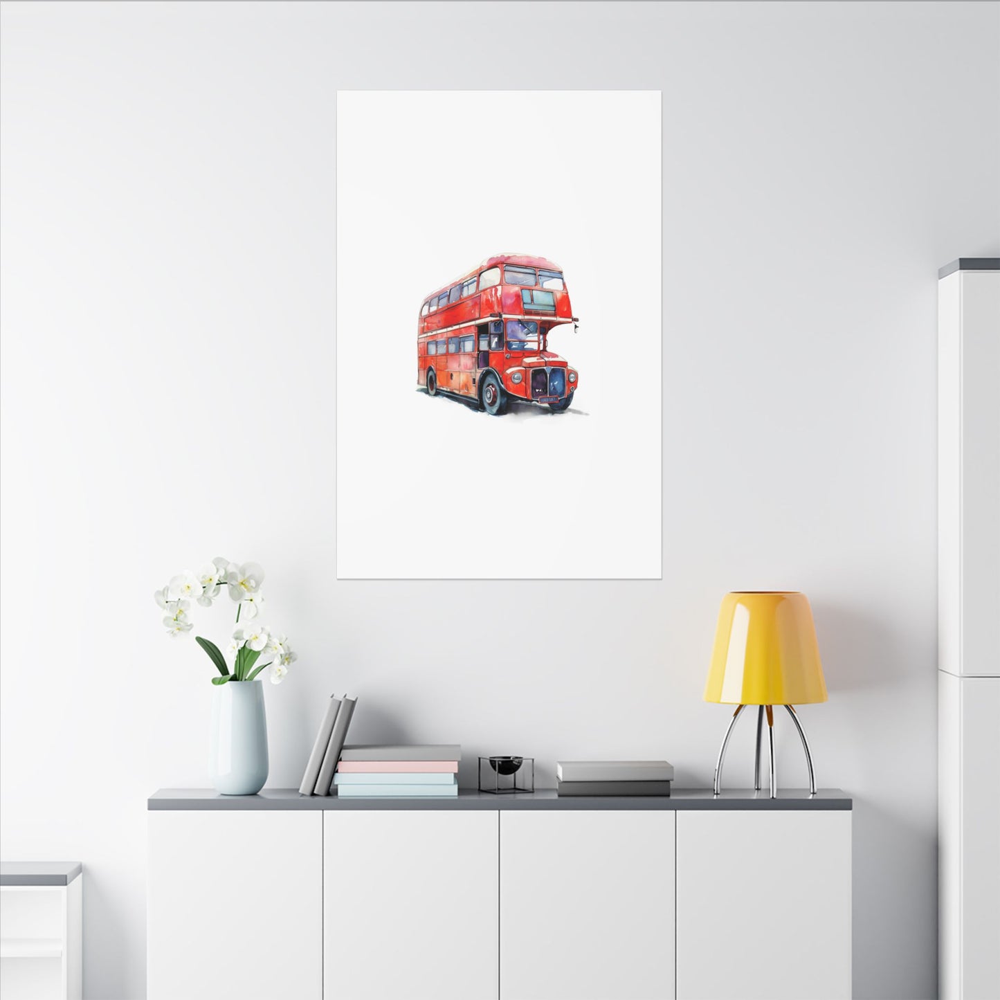 London Red Double-Decker Bus Art Canvas Print, Wall Decor for Travel Lovers, Home Office Gift, Unique Artwork for All Occasions