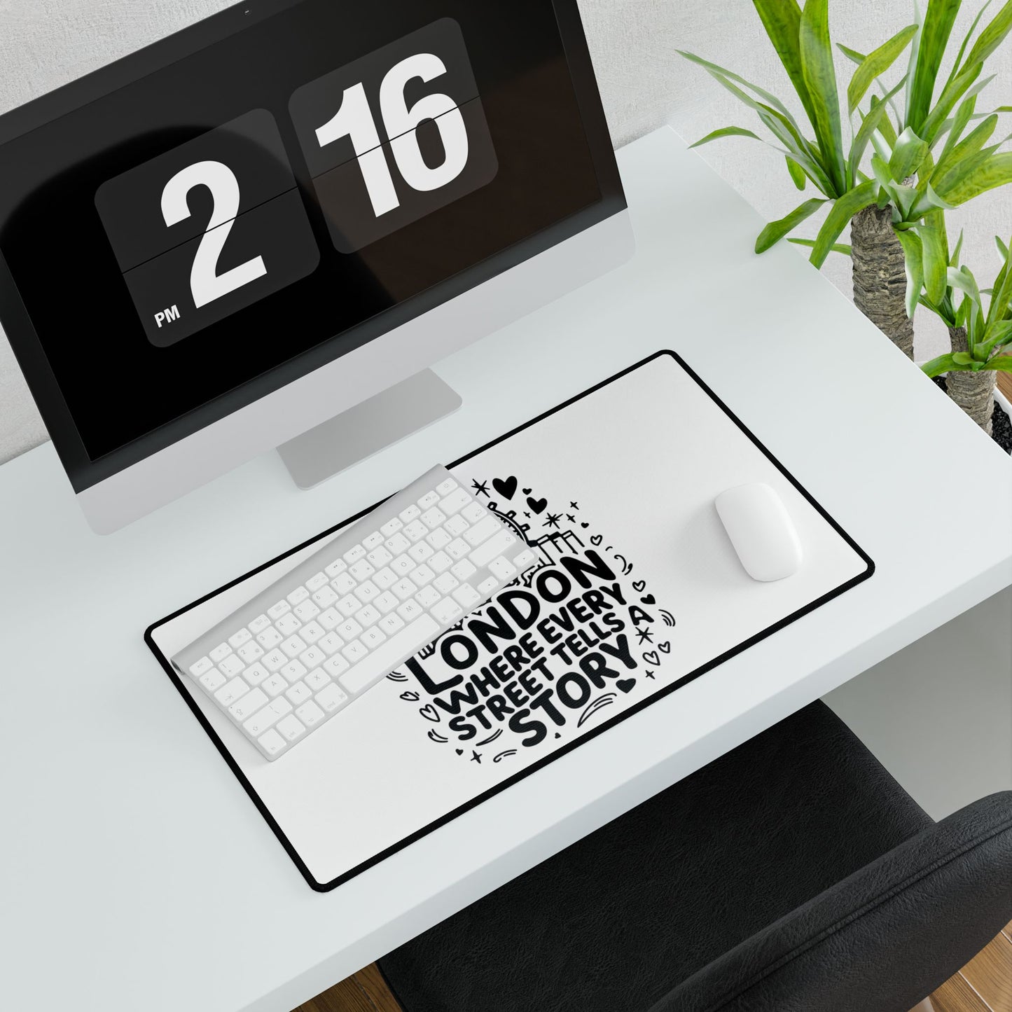 London Story Desk Mat - Inspirational Office Decor, Gift for Travelers, Custom Mouse Pad, Desk Accessories, Unique Home Office