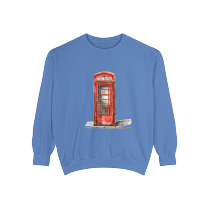 Unisex Garment-Dyed Sweatshirt All Day Wear - Iconic British Public Telephone