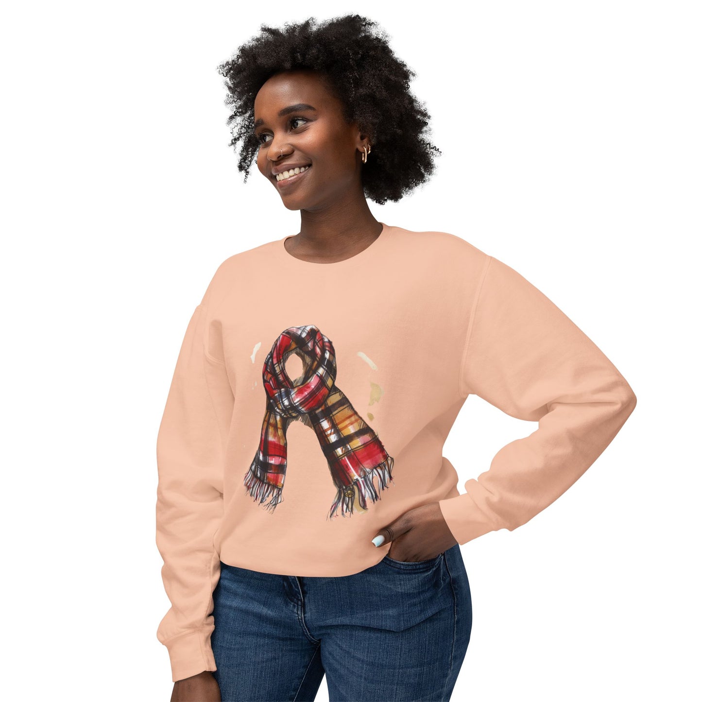 Unisex Lightweight Crewneck Sweatshirt - Classic British Plaid Scarf Design
