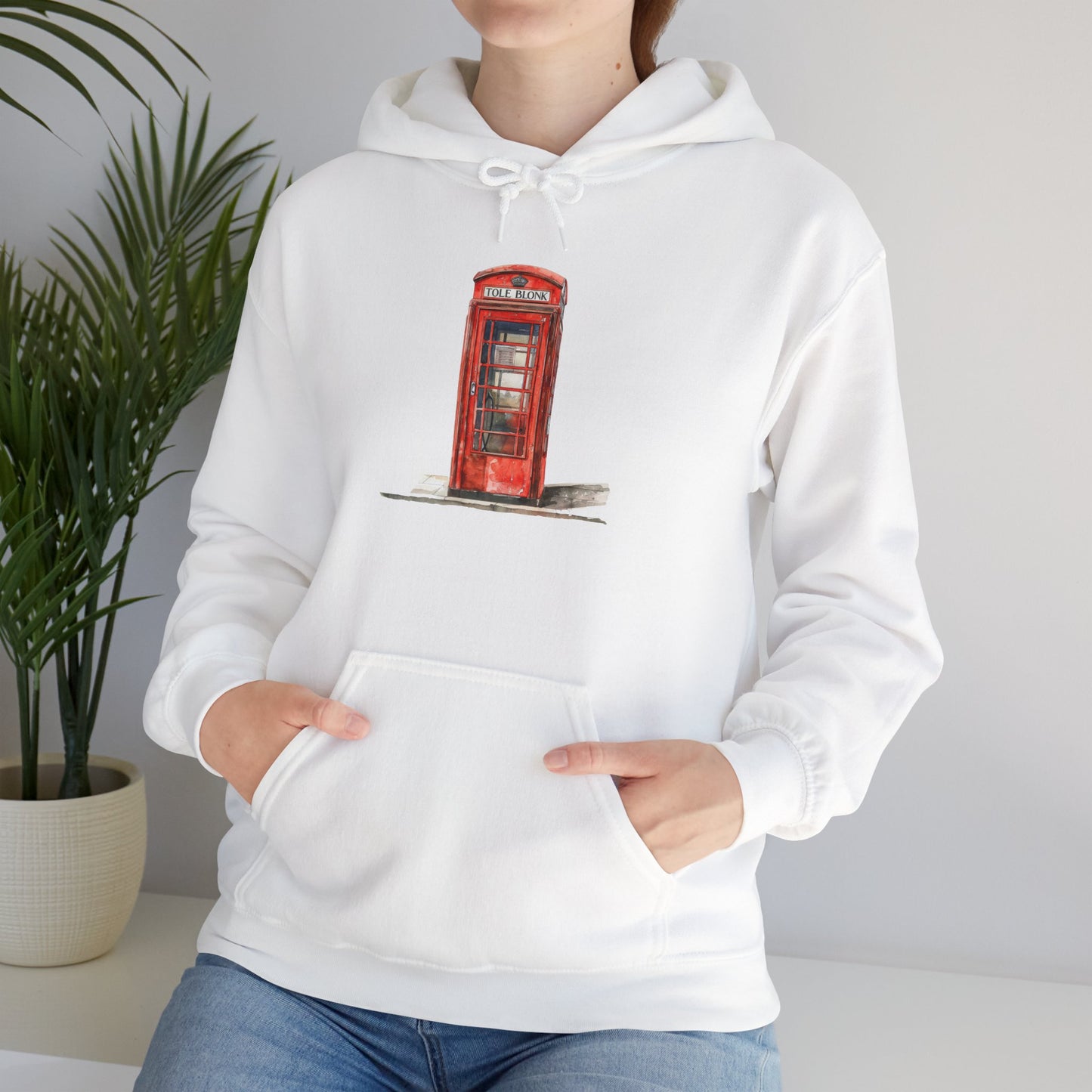 Unisex Heavy Blend™ Hooded Sweatshirt - Iconic British Public Telephone - Classic Red Phone Box Design
