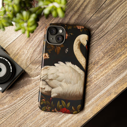 Elegant Swan Phone Case, Floral iPhone Cover, Tough Phone Case, Gift for Her, Nature Lover, Mother's Day, Birthday