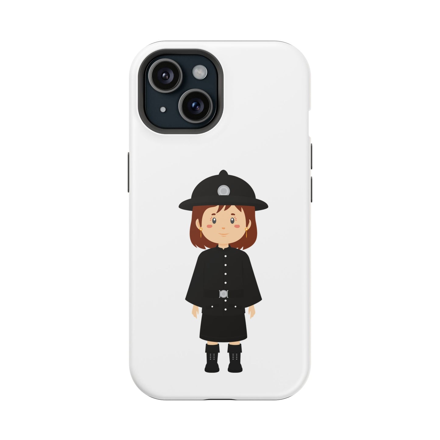 Cute Police Officer Magnetic Tough Case for iPhone, Gift for Police Lovers, Kid's Phone Case, Durable Protector, Fun Design