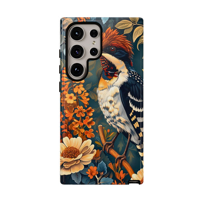 Tough Cases: Floral Bird Phone Case, Vintage Style Cover, Nature Lover Gift, Botanical Design, Spring Inspire Fashion