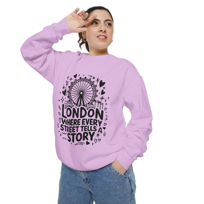 Unisex Garment-Dyed Sweatshirt - London's Story Telling Streets
