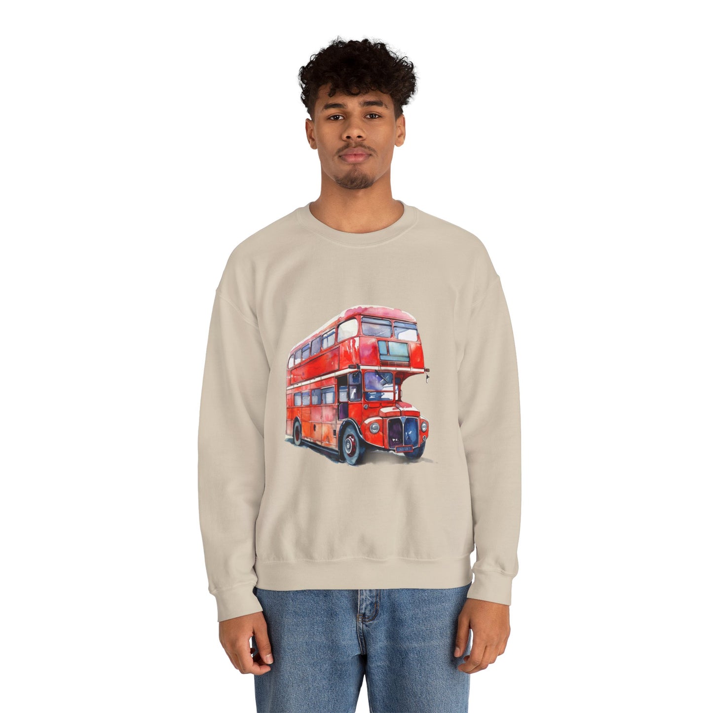 Unisex Heavy Blend™ Crewneck Sweatshirt Trendy - London Transport Red Double-Decker Bus
