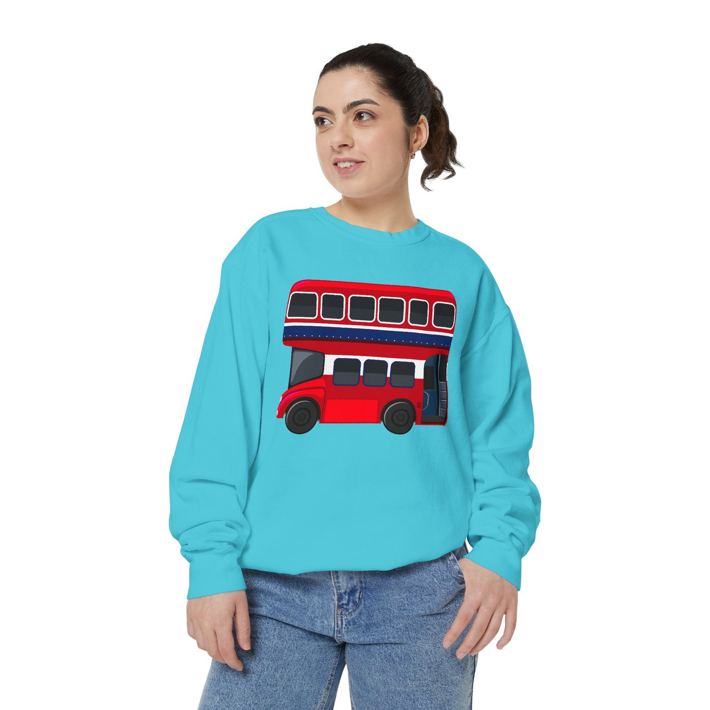 Unisex Garment-Dyed Sweatshirt - Red Routes - Exploring London’s Streets by Bus