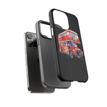 London Bus Phone Case, Tough iPhone Cover, Unique Gift for Travelers, Vintage Style Accessories, Holiday Present Idea