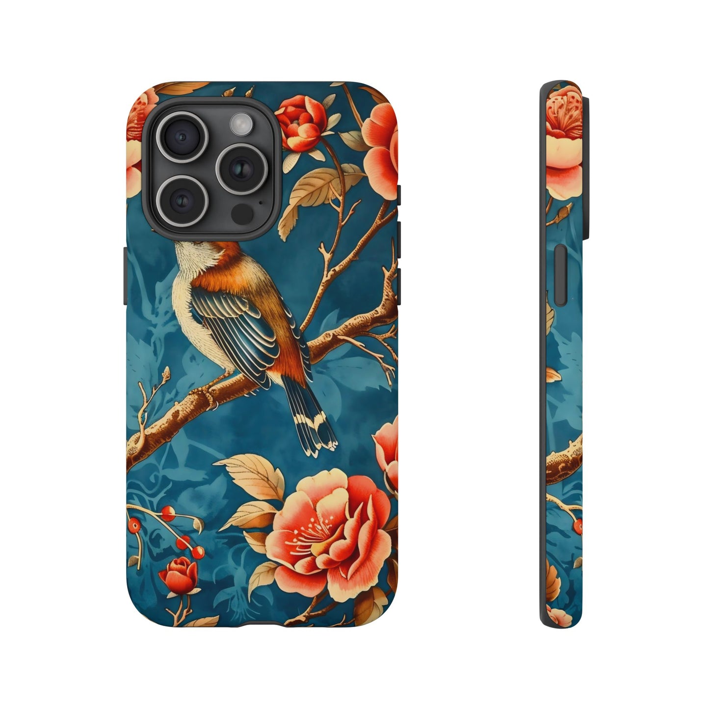 Bird & Floral Phone Case, Tough Cases for Nature Lovers, Gift for Her, Customizable Design, Vibrant Tech Accessories
