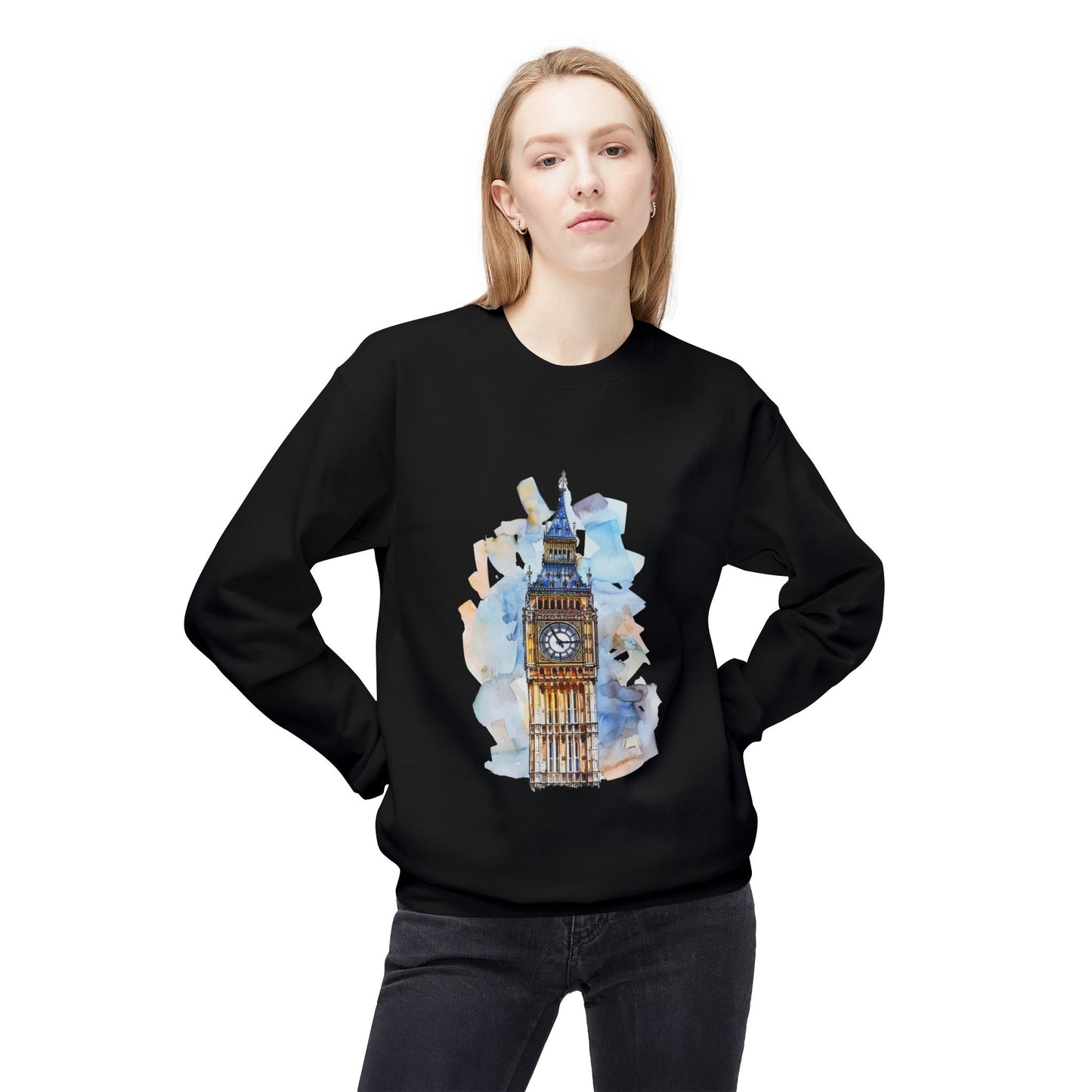 Unisex Midweight Softstyle Fleece Crewneck Sweatshirt - Timeless Icon - The UK’s Famous Clock Tower
