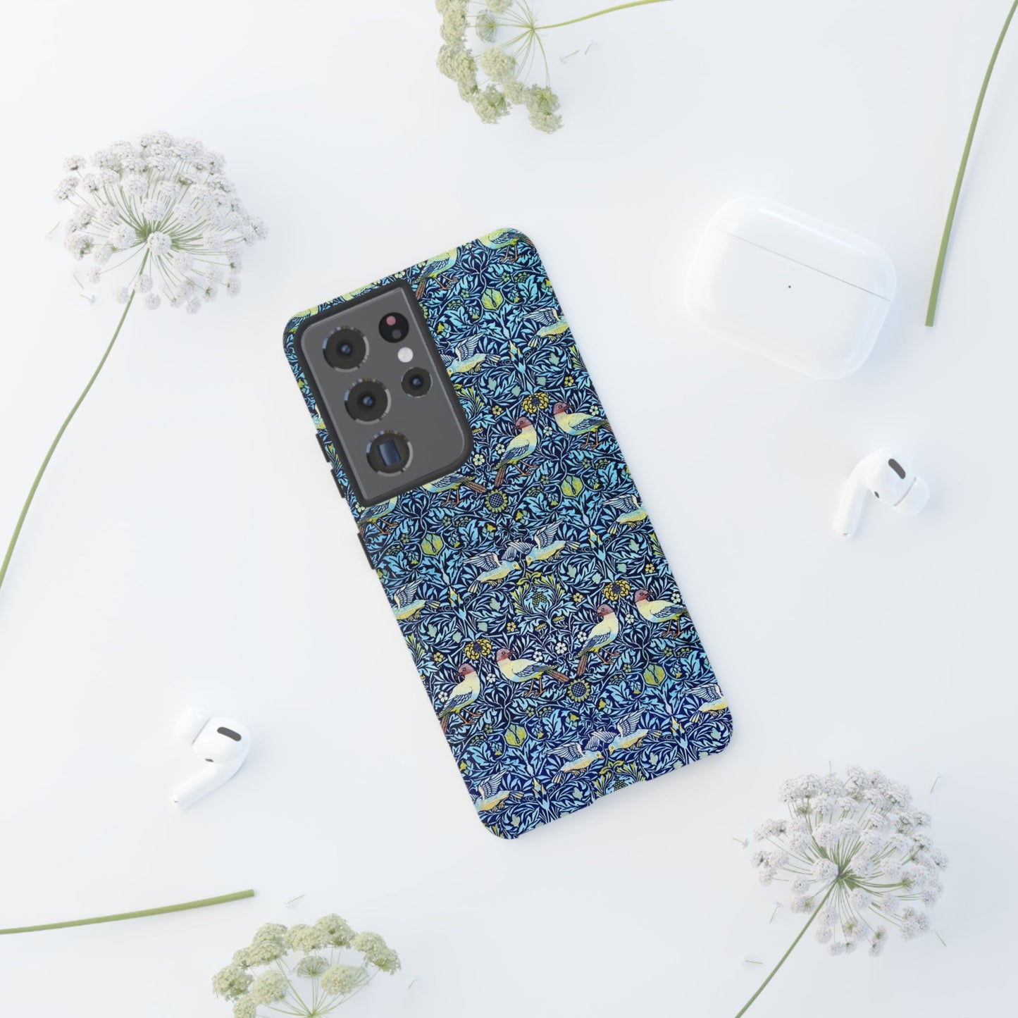 Bird and Floral Pattern Phone Case, Tough Cases, Gift for Nature Lovers, Eco-friendly, Custom Phone Accessories, All-Occasion