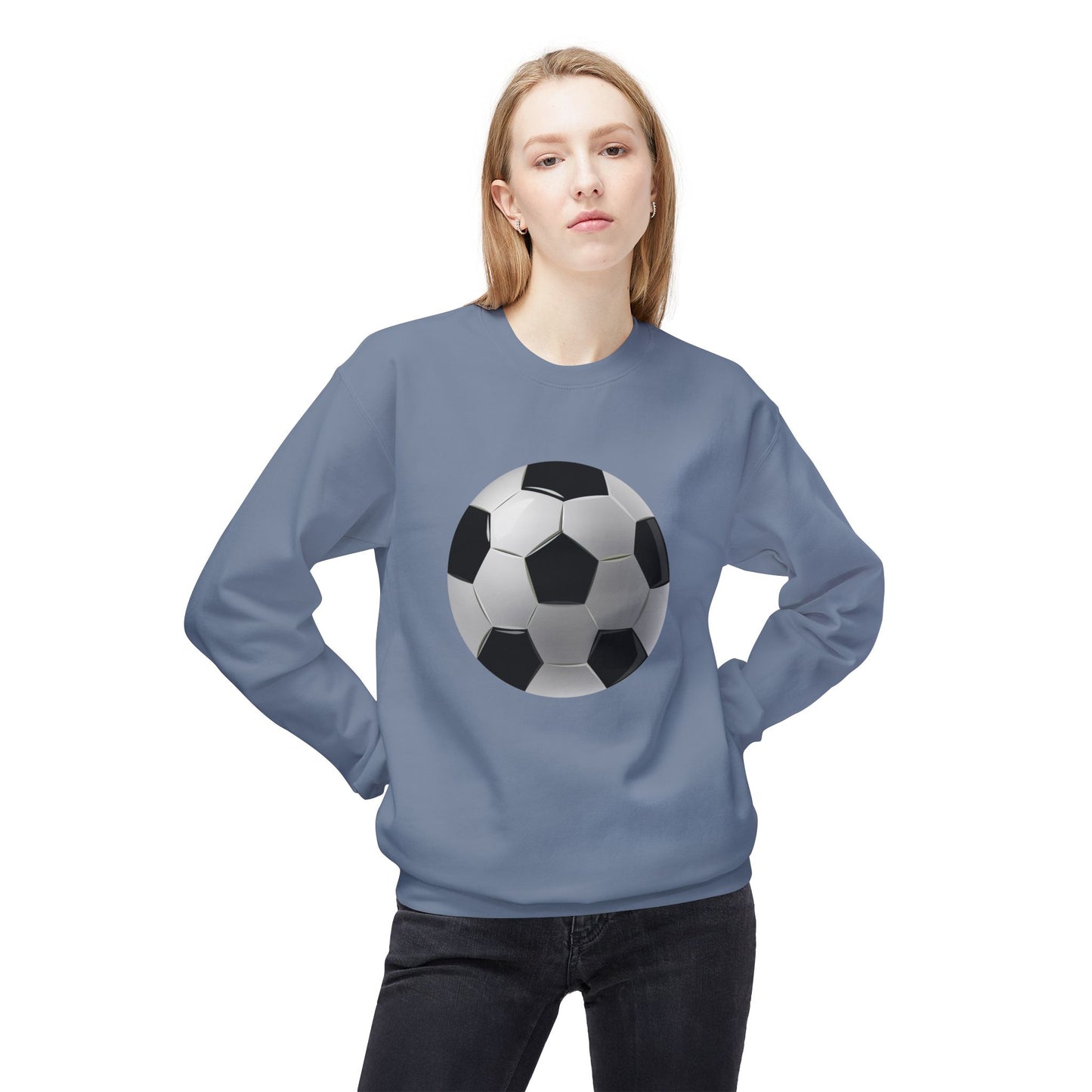 Unisex Midweight Softstyle Fleece Crewneck Sweatshirt - Dynamic Football Design - Sports Passion and Energy