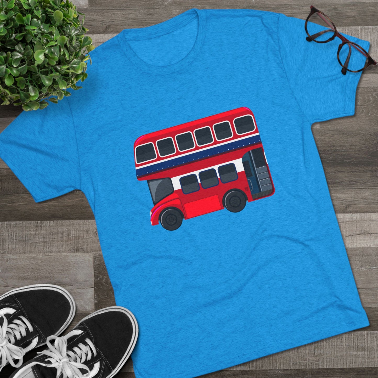 London Transport English Bus - Iconic Red Double-Decker Classy Unisex Tri-Blend Crew Tee