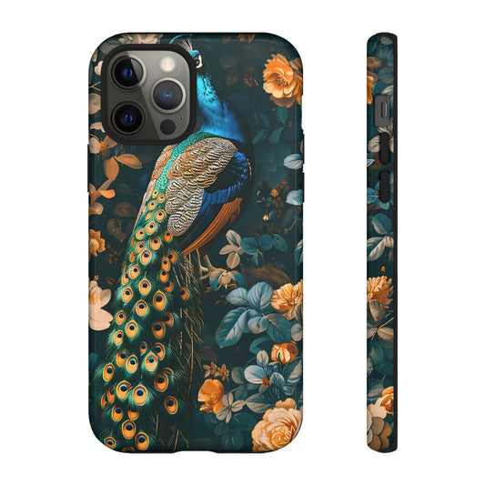 Peacock Tough Phone Case - Elegant Floral Design, Ideal for Nature Lovers, Unique Gift for Her, Birthday, or Anniversary