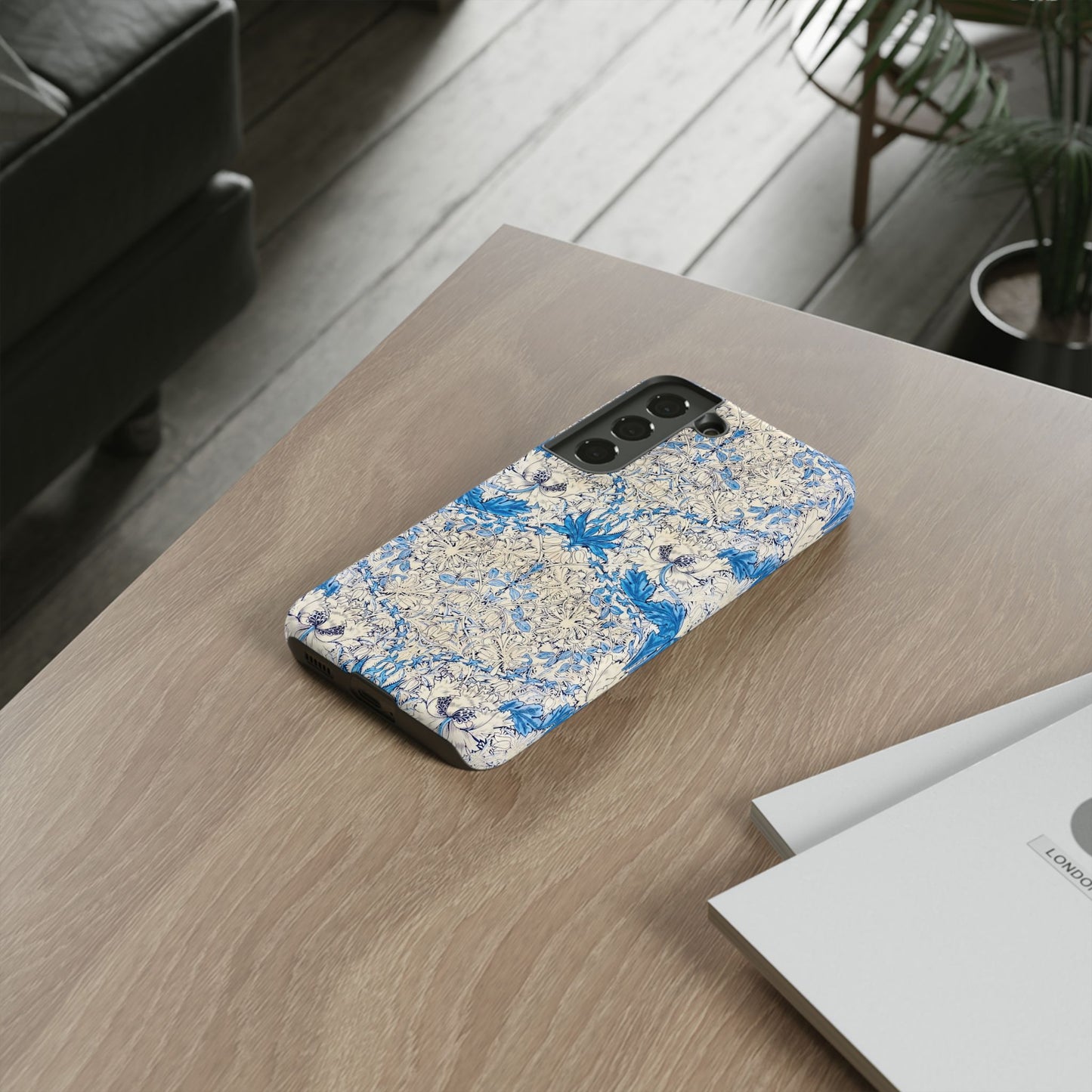 Elegant Floral Phone Case, Tough iPhone Cover, Stylish Mobile Protector, Blue Patterned Case, Unique Gift for Her