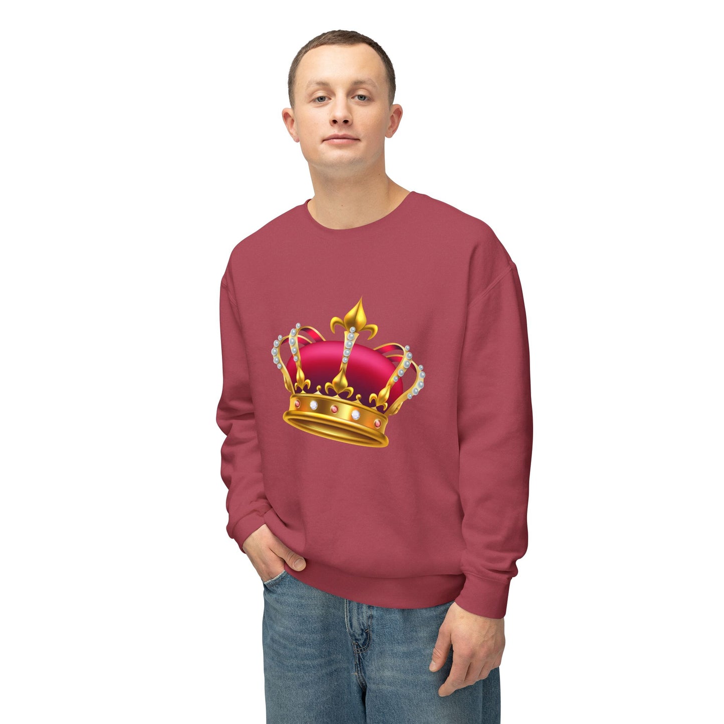 Unisex Lightweight Crewneck Sweatshirt - British Royal Crown Design - Iconic Symbol of Monarchy