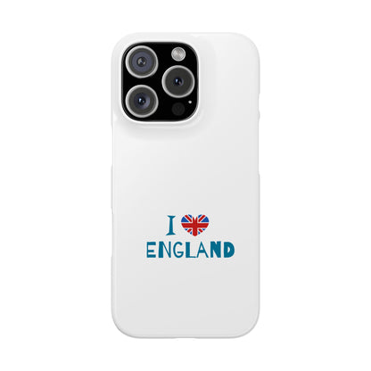 I Love England Slim Phone Case, UK Pride Phone Cover, Gift for Travelers, Smartphone Accessory, England Souvenir Case