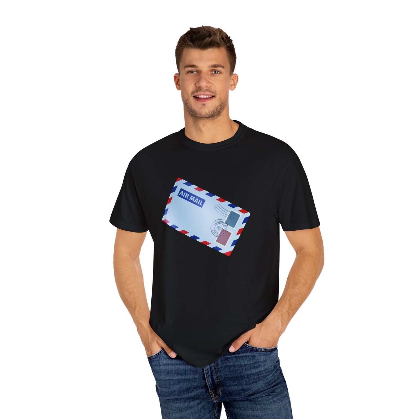 Unisex Garment-Dyed T-shirt - Vintage British Air Mail - Classic Postal Designed