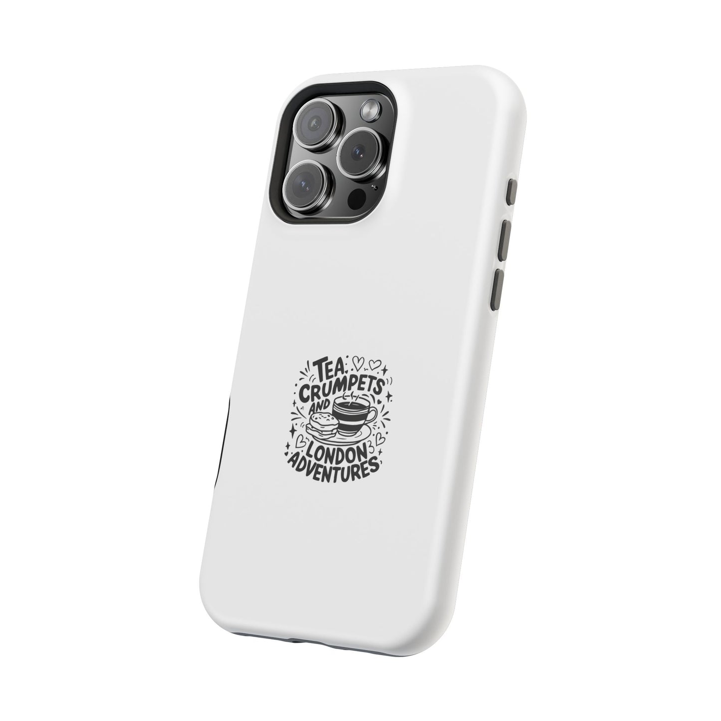 Charming Magnetic Phone Cases, Tea Crumpets Design, Adventure Lover's Gift, London Themed Case, Travel Accessory, Fun Quirky Design