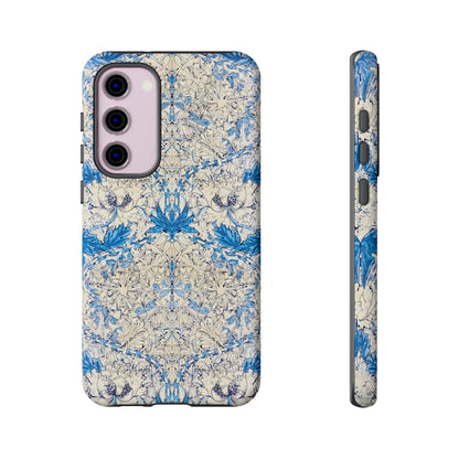 Elegant Floral Phone Case, Tough iPhone Cover, Stylish Mobile Protector, Blue Patterned Case, Unique Gift for Her