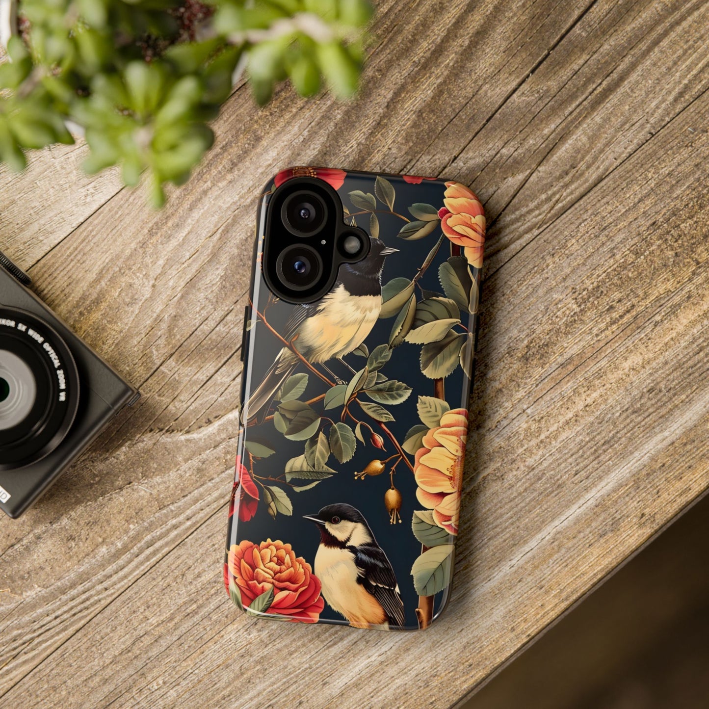 Floral Phone Case with Birds, Botanical iPhone Cover, Bird Lover Gift, Nature-Inspired Accessories, Eco-Friendly Mobile Case