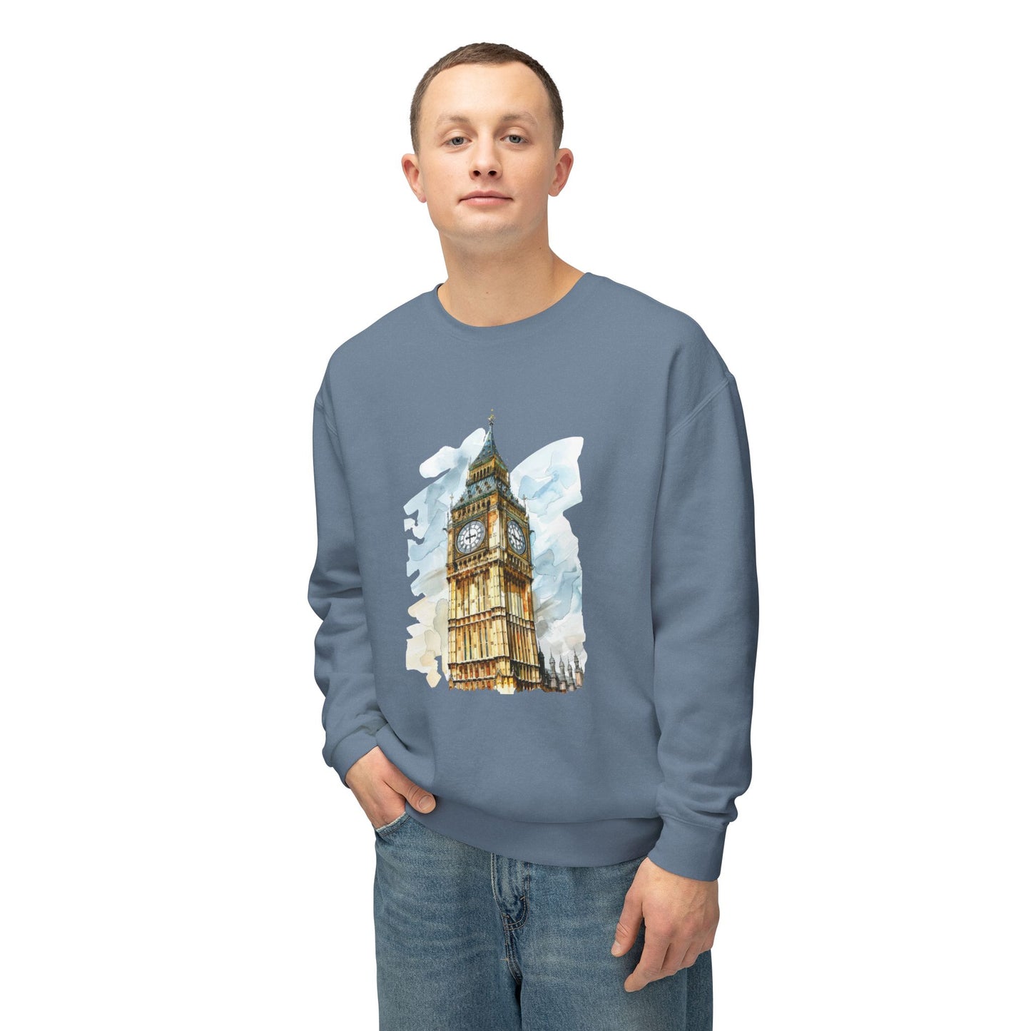 Unisex Lightweight Crewneck Sweatshirt Relaxed - Iconic Big Ben Clock Tower