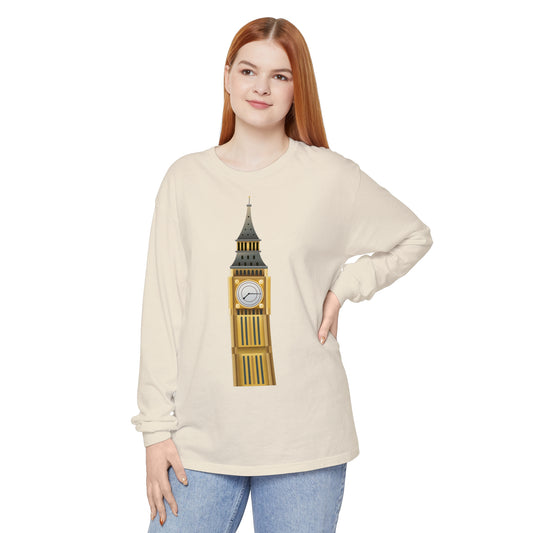 Unisex Garment-dyed Long Sleeve T-Shirt - Big Ben and British Heritage
