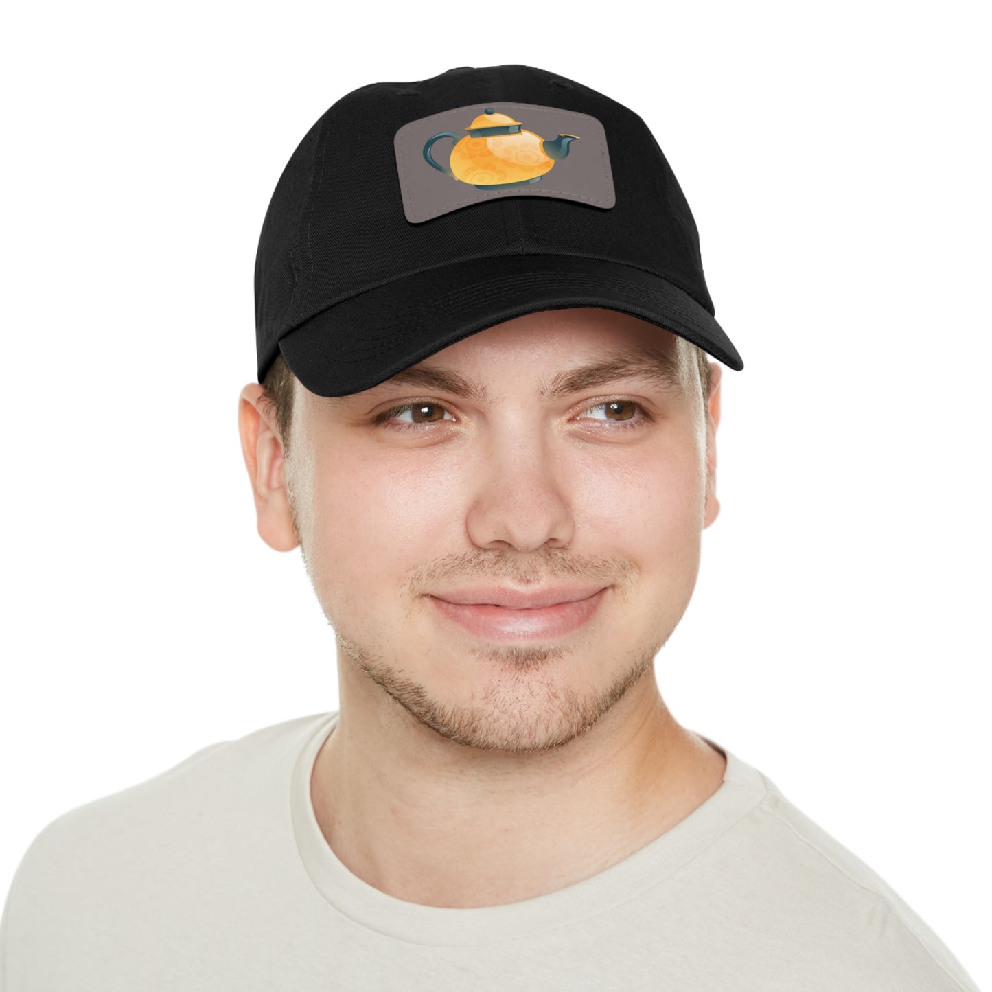 Whimsical Teapot Dad Hat, Leather Patch Cap, Gift for Tea Lovers, Casual Everyday Hat, Father's Day Gift, Unique Accessories