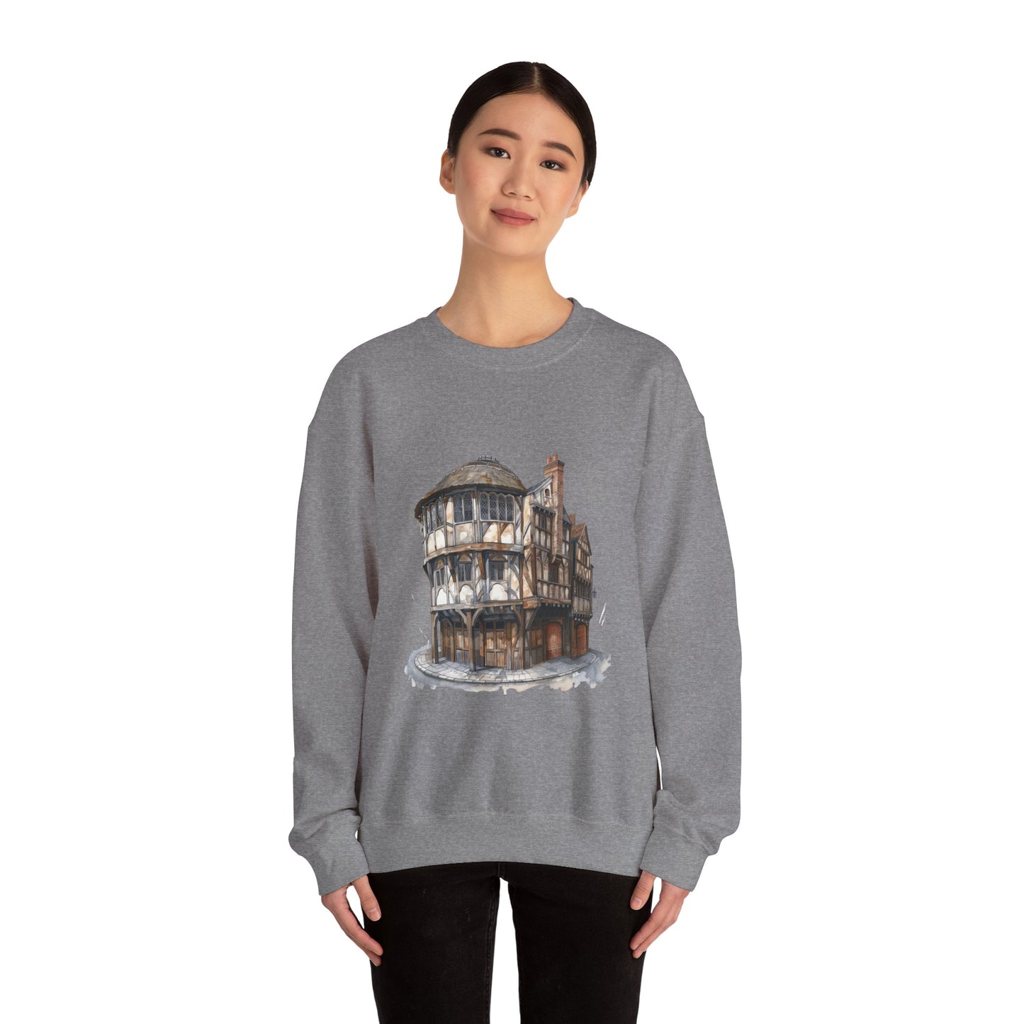 Unisex Heavy Blend™ Crewneck Sweatshirt - Home Away from Home - British Pub Atmosphere