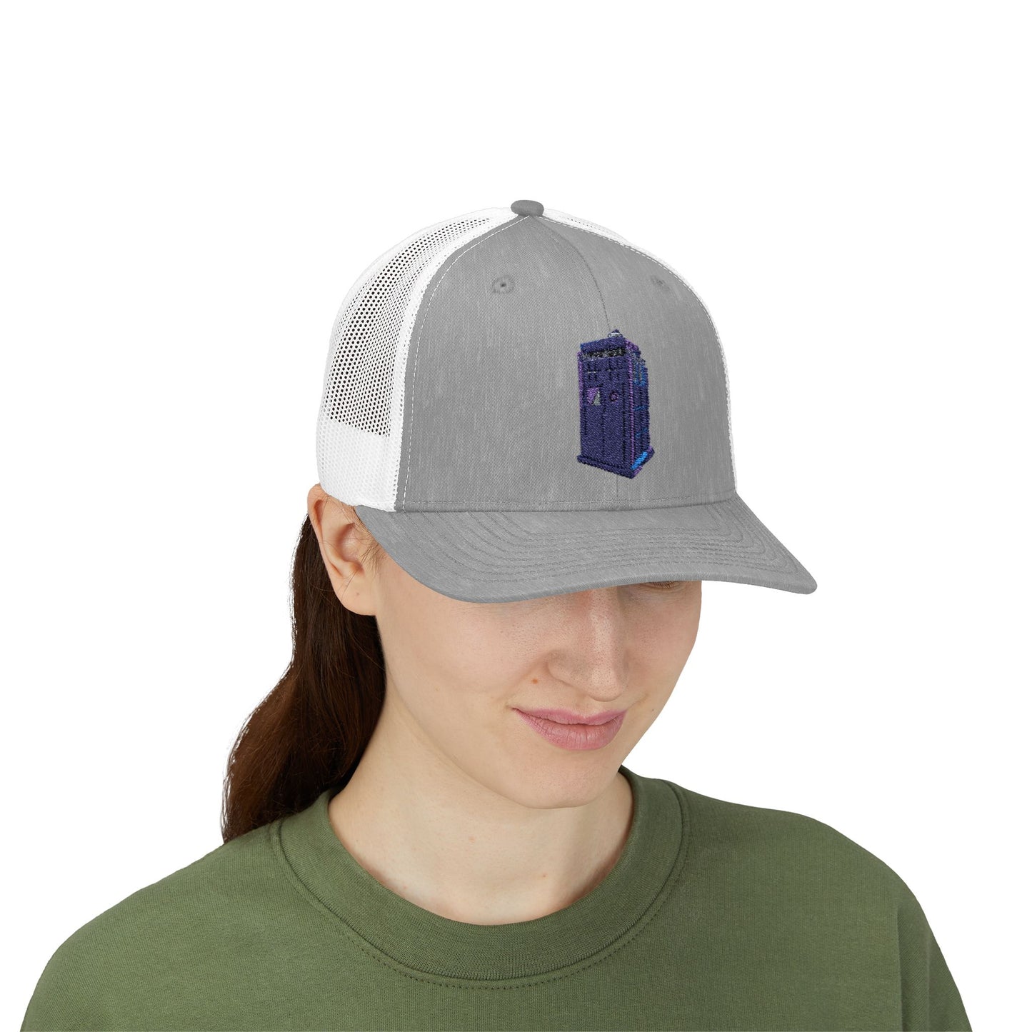 Sparkling TARDIS Snapback Trucker Cap | Fun Gift for Whovians | Perfect for Conventions, Casual Wear, and Outdoor Adventures