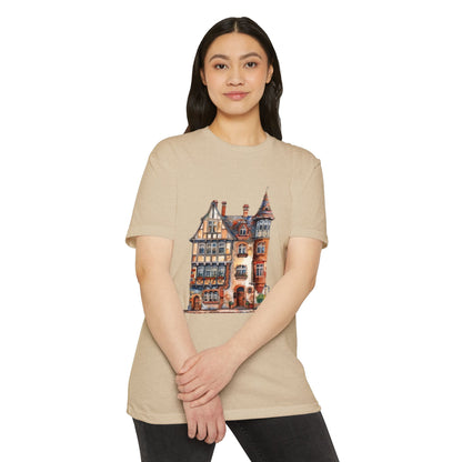Unisex CVC Jersey T-shirt - Village Serenity - The Classic English Countryside Home