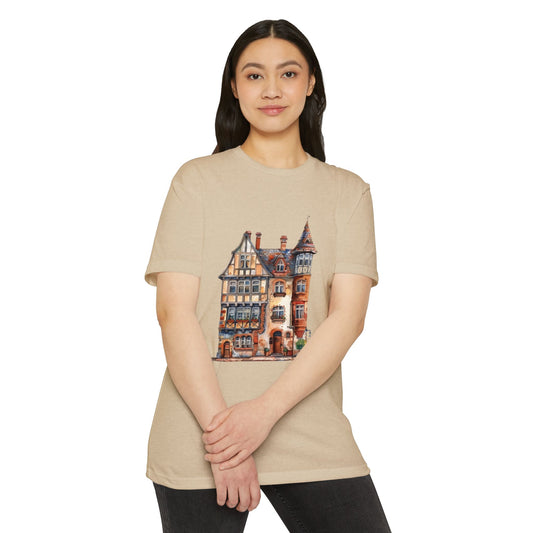 Unisex CVC Jersey T-shirt - Village Serenity - The Classic English Countryside Home
