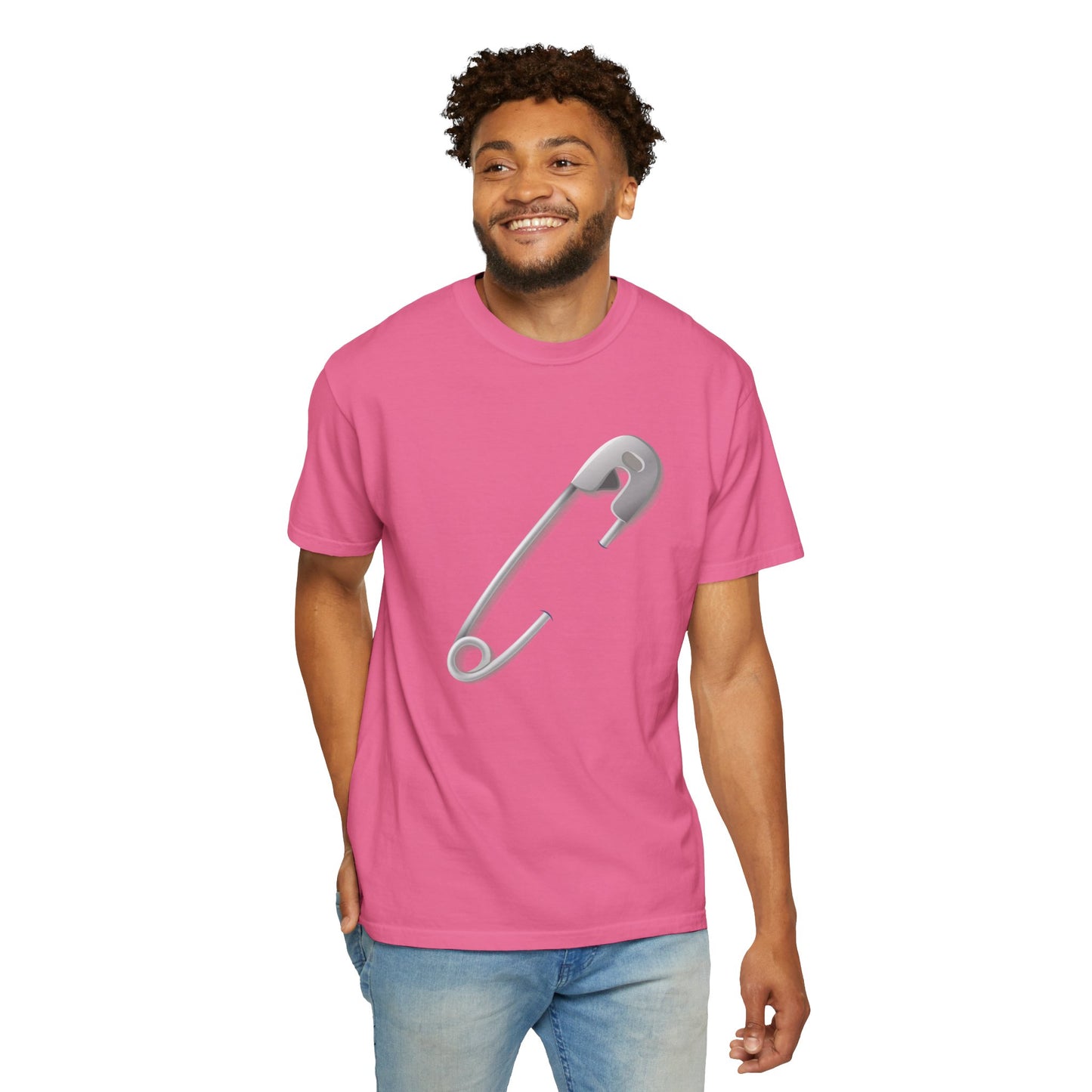 Unisex Garment-Dyed T-shirt - Elegant Minimalist Safety Pin Design